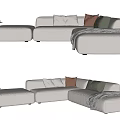 Modern corner sofa fabric multi-person sofa 3d model