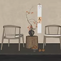 Casual table and chair combination 3d model