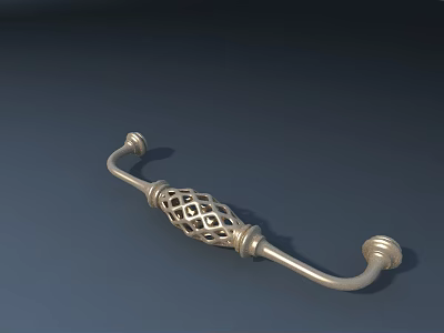 Elegant Furniture Handle with Intricate Lattice Design and Polished Metal Ends 3d model