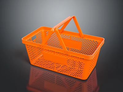 Orange Plastic Shopping Basket With Perforated Design And Convenient Handle For Daily Necessities 3d model