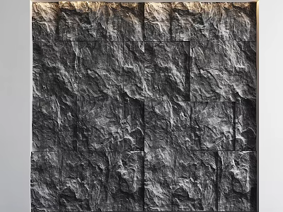 Sofa Backdrop Wall With Rough Stone Texture And Modern Interior Design 3d model