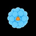 Blue Spherical Decorative Ornament Set With Small Round Units And Central Orange Accent