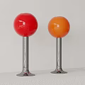 Modern Red and Orange Spherical Table Lamps with Silver Base on White Background 3d model