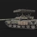 Military Armored Tank With Camouflage Paint Top Mounted Grille And Tracks