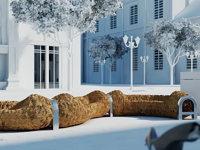 Modern Wicker Outdoor Chairs With Metal Armrests For Outdoor Spaces 3d model