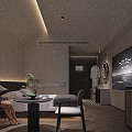 Modern Elegant Hotel Guest Room With Seating Area Potted Plant Decorative Painting And TV