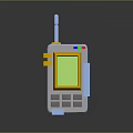 Retro Phone With Pink Antenna Blue Body Yellow Framed Screen Green Interface And Control Buttons