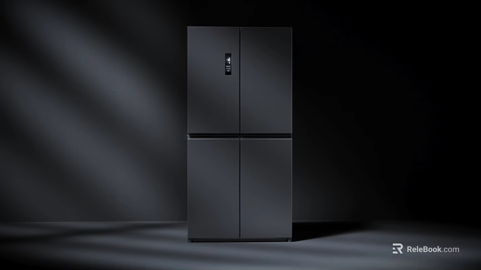 Sleek Black Modern Refrigerator With Multi Door Design And Stylish Finish 3d model 