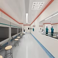 Hospital Outpatient Room With Medical Staff In Green Uniforms Blue Caps Masks And White Robot