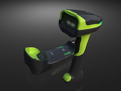 Handheld Barcode Scanner in Black and Green for Commercial Business Use 3d model