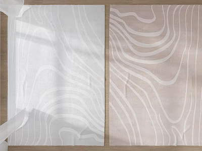 Square Rugs Featuring Wavy White Lines in White and Light Brown Tones 3d model