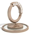 Decorative Garden Ornament With Circular Ring Happy Lettering And Pebble Base