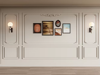 French Wall Panel Wall Panel Carved Plaster Line 3d model