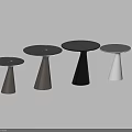 Modern Coffee Tables With Metal Cone Bases And Round Black White Silver Tops