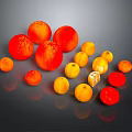 Pile of Fresh Red and Orange Citrus Fruits Including Oranges and Tangerines on Dark Surface