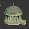 Ornate Dome Building Model Featuring Green Gold Dome White Columns and Steps 3d model