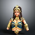 Woman In Ornate Blue And Gold Costume With Intricate Headpiece And Jewelry