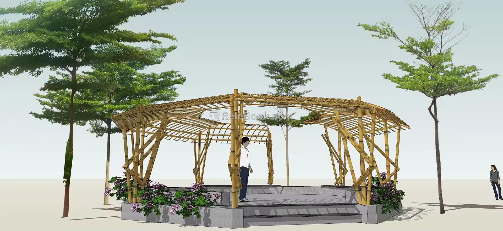 Modern Gallery Frame Landscape Bamboo Gallery 3d model