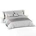 Modern Soft Upholstered Single Bed With Cozy Bedding Decorative Pillows And Matching Bedside Table