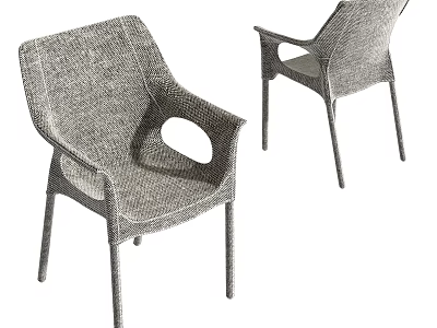 Modern Woven Dining Chairs With Metal Frame Comfortable Seat For Outdoor Patio And Indoor Dining 3d model