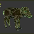 Realistic 3D Model of Brown Striped Wild Boar Standing on Gray Background
