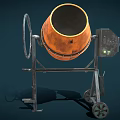 Industrial Orange Drum Concrete Mixer With Metal Frame Wheels And Control Unit