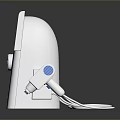 Blue And White Device With Digital Display Knob And Ports Showing Time And Power Level