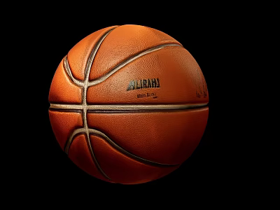 High Quality Spalding Basketball With Orange Leather Texture And Black Background 3d model