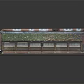 Detailed Brick Building Model With Green Roof And Columned Veranda Structure