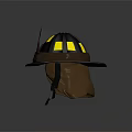Firefighter Helmet With Red Number 9 Yellow Tag And Brown Lining Design