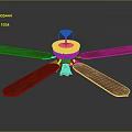 Classic Design Ceiling Fan With Wooden Blades And Golden Center Light Fixture