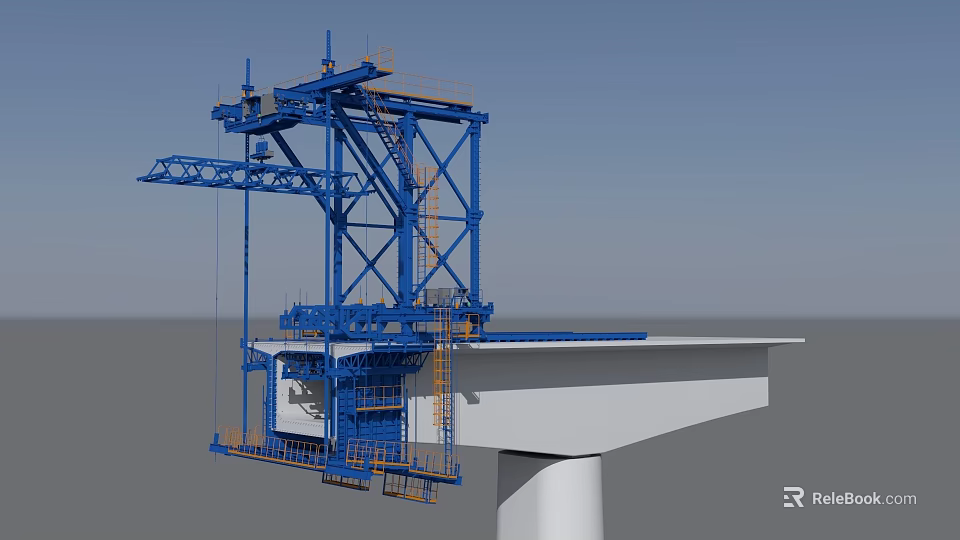 Blue Steel Structure Bridge Construction Machinery With Platform And Ladder 3d model 