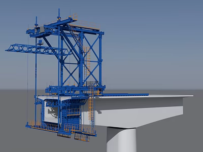 Blue Steel Structure Bridge Construction Machinery With Platform And Ladder 3d model