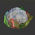 Natural Organic Fresh Cauliflower With Green Leaves On Dark Surface