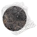 Elegant Silver Mesh Decorative Vase Placed on Black Circular Tray with Marble Texture 3d model