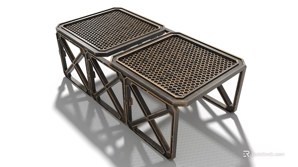 Industrial Equipment With Sturdy Metal Mesh Top And Geometric Frame Structure 3d model 