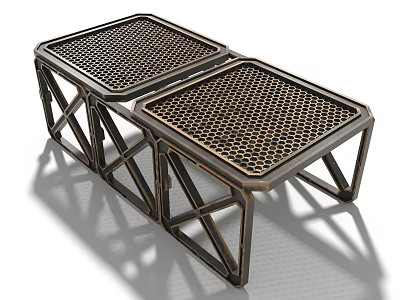 Industrial Equipment With Sturdy Metal Mesh Top And Geometric Frame Structure 3d model