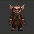 3D Cartoon Fantasy Goblin Character With Large Ears Furry Beard Red Hands And Feet
