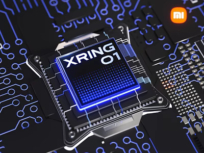 Smart Machine Featuring XRING 01 Chip on Circuit Board with MI Technology 3d model