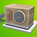 Outdoor Air Conditioner Fan Unit With Metallic Body Control Buttons And Stable Base Connected Pipe