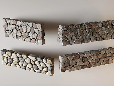 Feature Wall Design With Natural Stone Pieces Of Various Sizes And Textures 3d model