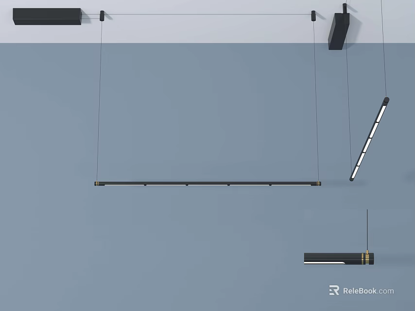 Modern Black Linear Pendant Lights Stylish Design for Contemporary Interior Spaces 3d model