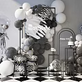 Mommy to Be Party Decor With Zebra Print Balloons Gray White Frame And Checkerboard Floor