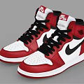 Stylish Nike High Top Red White Black Sneakers with Black Laces and White Sole