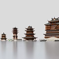 Ancient Chinese Architecture Models With Various Sizes Multi Layered Roofs And Traditional Eave Designs