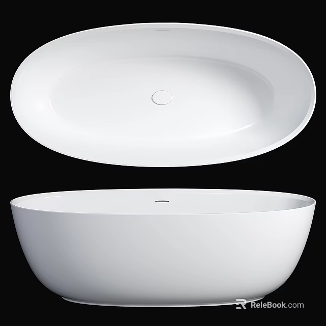 White Oval Freestanding Bathtub With Sleek Surface And Minimalist Modern Design 3d model 