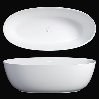 White Oval Freestanding Bathtub With Sleek Surface And Minimalist Modern Design 3d model