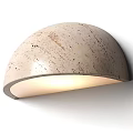 Modern Semicircular Marble Wall Lamp Illuminated with Soft Warm Light on White Wall 3d model