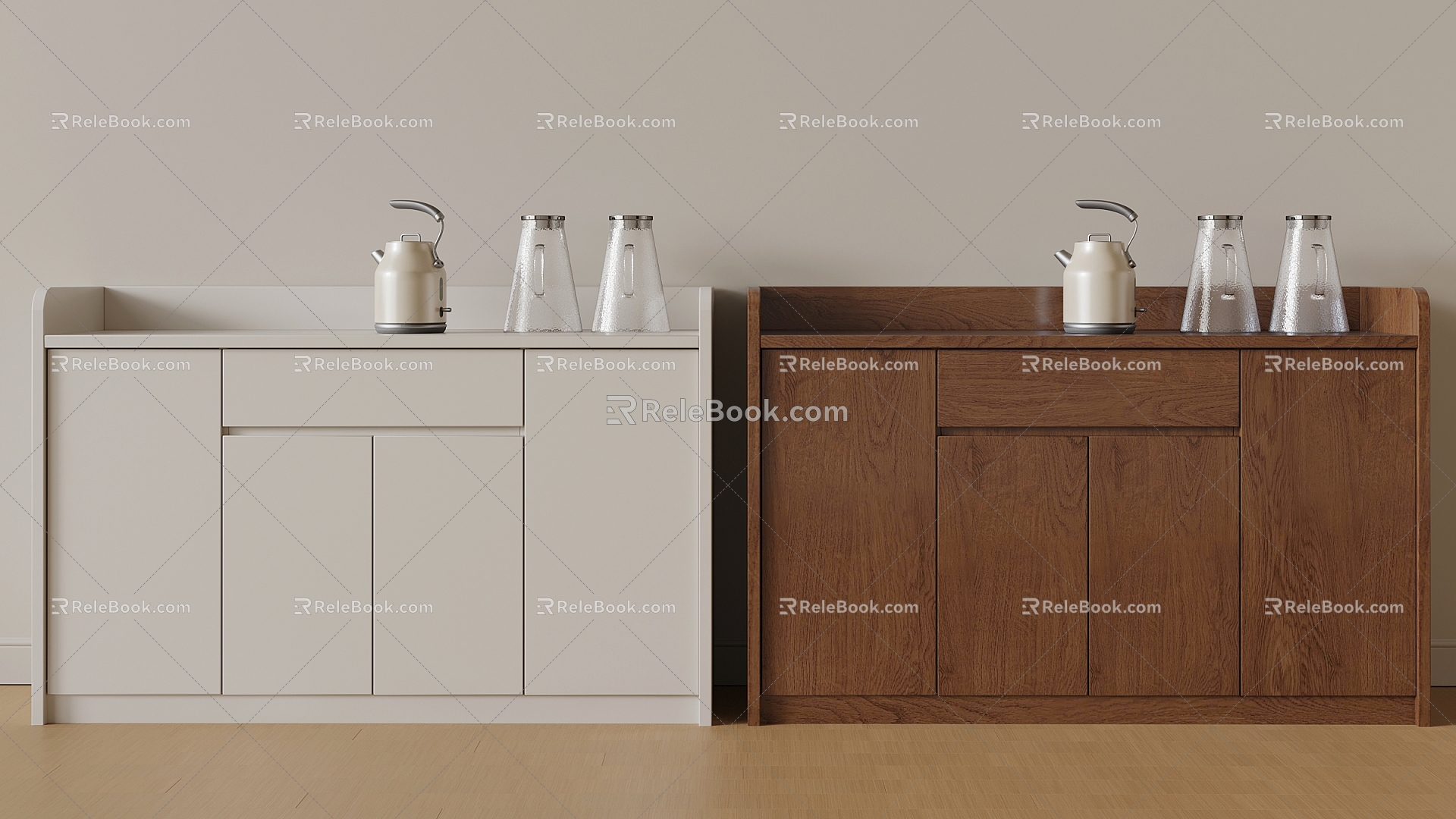 Middle Style Sideboard Cream Style Sideboard 3d model