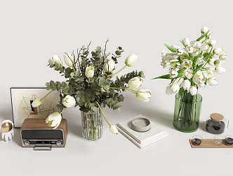 Flower vase floral radio books teapot 3d model